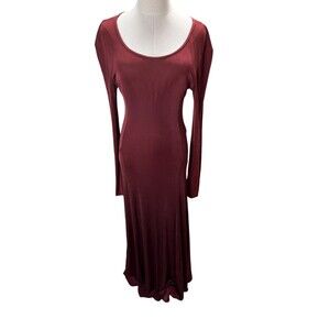 BCBG Dress Women's Size 0 Red Bodycon Long Sleeve Maxi Paris